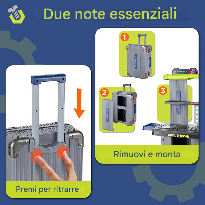 Playset di Attrezzi Lavoro Bambini Banco Giochi Officina Accessori Idea Regalo