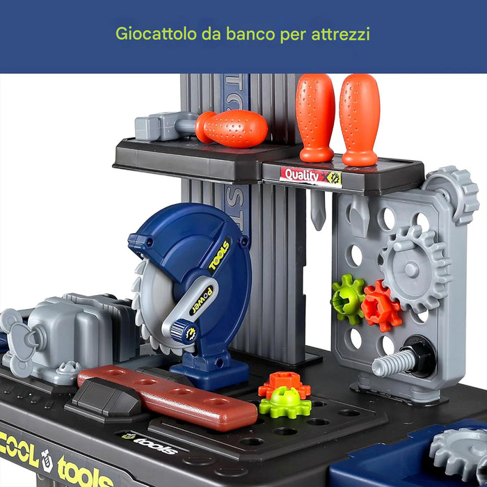 Playset di Attrezzi Lavoro Bambini Banco Giochi Officina Accessori Idea Regalo