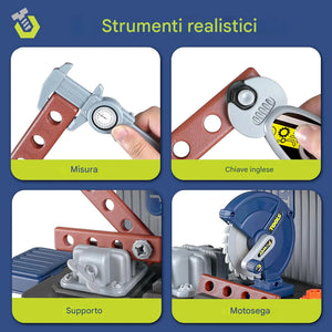 Playset di Attrezzi Lavoro Bambini Banco Giochi Officina Accessori Idea Regalo