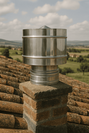 Fumaiolo a Botte Inox Doppia Parete Ø 25/30 cm con Disco Antipioggia