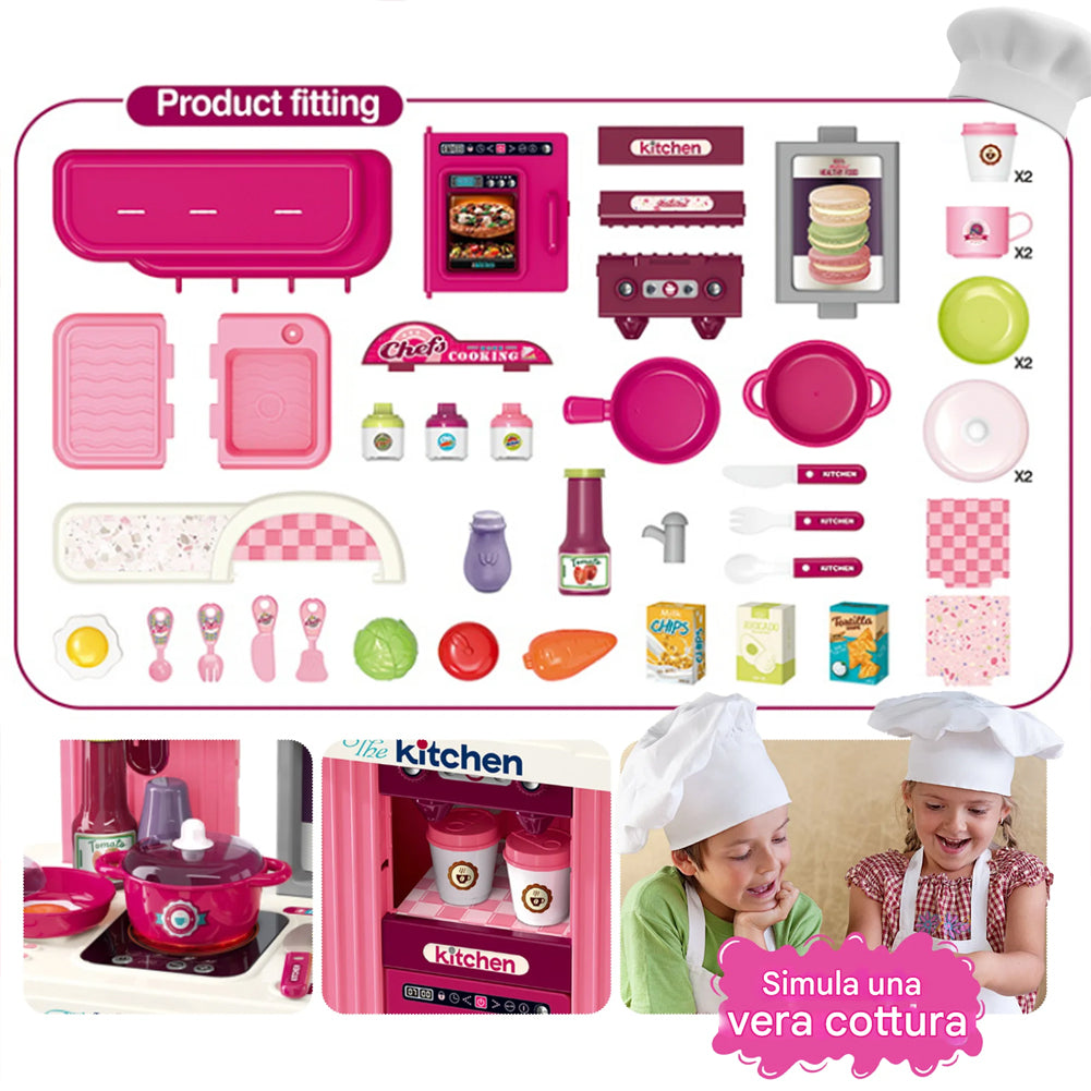 Playset Trolley Cucina Giocattolo per Bambini Accessori Luci e Suoni Idea Regalo