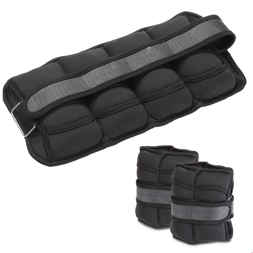 Kit 2 Pesi Allenamento Fitness 2.5KG Regolabili per Polsi e Caviglie Nero