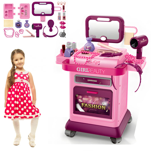 Carrello Trucco per Bambine con Accessori Postazione Make up Gioco Idea Regalo