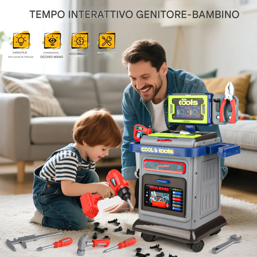 Banco Lavoro per Bambini con Ruote e Accessori Postazione Tuttofare Idea Regalo