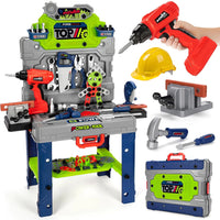 Banco da Lavoro 133 Pezzi Postazione con Trapano Elettrico e Casco Sicurezza