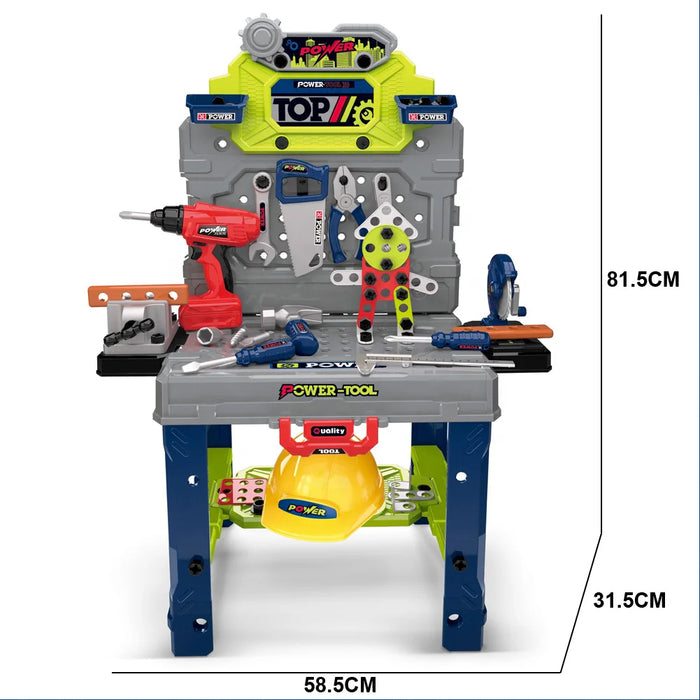 Banco da Lavoro 133 Pezzi Postazione con Trapano Elettrico e Casco Sicurezza