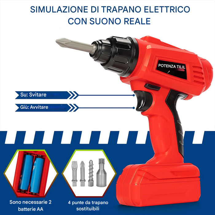 Banco da Lavoro 133 Pezzi Postazione con Trapano Elettrico e Casco Sicurezza