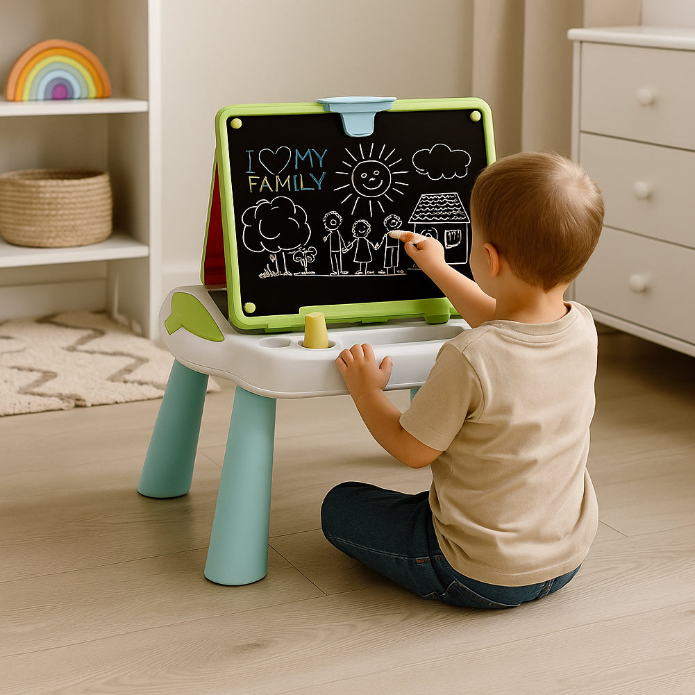 Lavagna per Bambini 4in1 Lavagnetta Pieghevole Doppio Lato Accessori Idea Regalo
