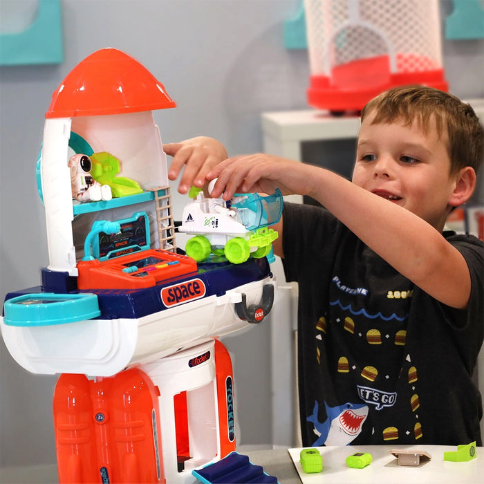 Playset Razzo Stazione Spaziale Giocattolo Smontabile con Accessori Idea Regalo