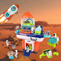 Playset Razzo Stazione Spaziale Giocattolo Smontabile con Accessori Idea Regalo