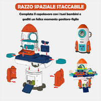 Playset Razzo Stazione Spaziale Giocattolo Smontabile con Accessori Idea Regalo