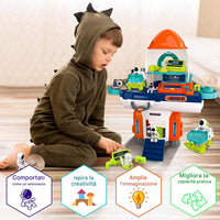 Playset Razzo Stazione Spaziale Giocattolo Smontabile con Accessori Idea Regalo