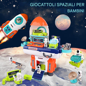 Playset Razzo Stazione Spaziale Giocattolo Smontabile con Accessori Idea Regalo