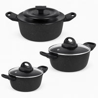 Set Pentole 6pz Pietra con Coperchio Magico Antiodore Casseruole 16 20 24 cm Induzione