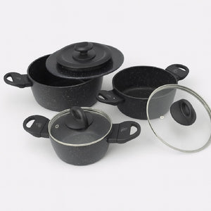 Set Pentole 6pz Pietra con Coperchio Magico Antiodore Casseruole 16 20 24 cm Induzione