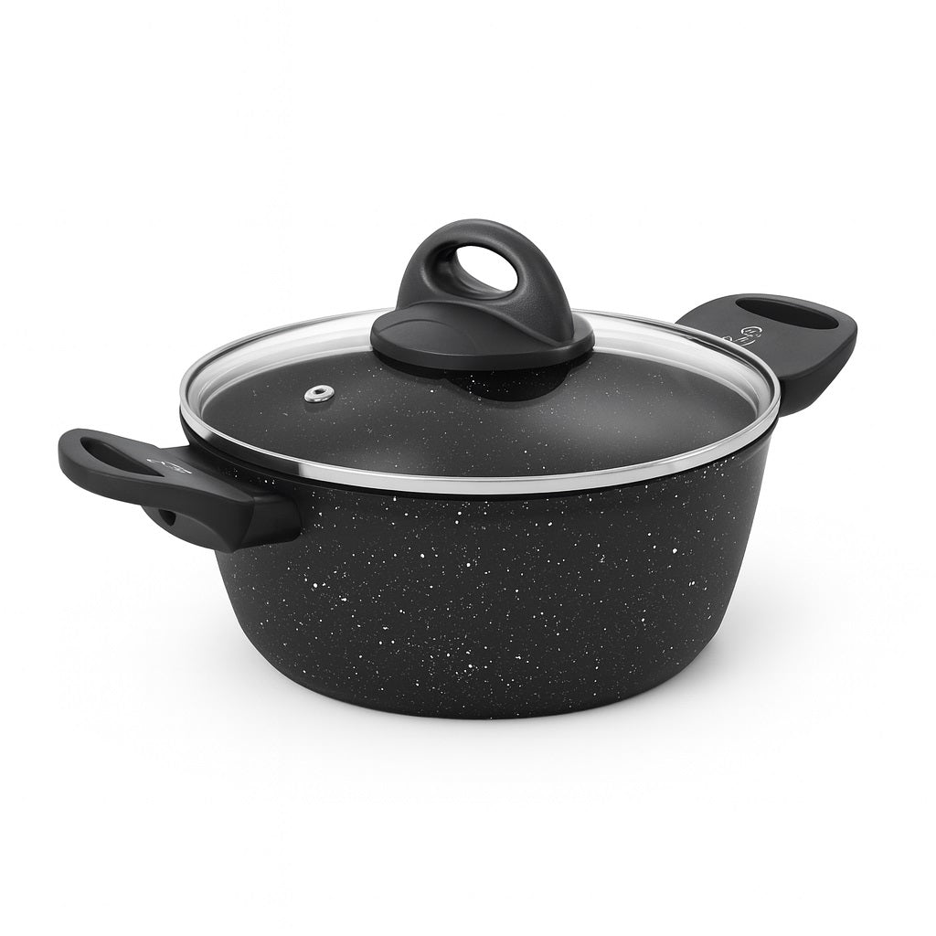 Set Pentole 6pz Pietra con Coperchio Magico Antiodore Casseruole 16 20 24 cm Induzione