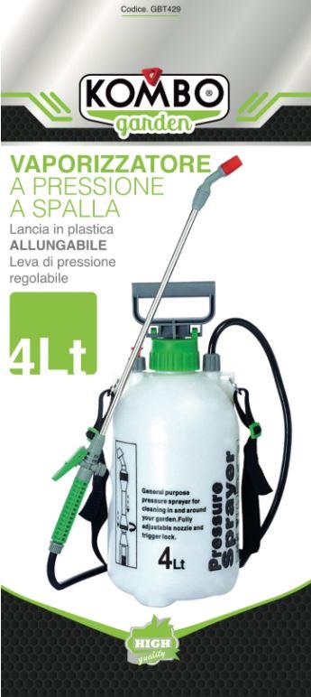 VAPORIZZATORE A PRESSIONE 4000ML CON LANCIA DA 44 CM E TUBO 130 CM IN PVC