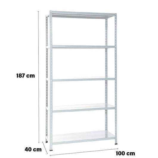 SCAFFALE IN METALLO BIANCO ETTORE KIT BULLONI CON 5 RIPIANI 100 X 40 X H 187 CM