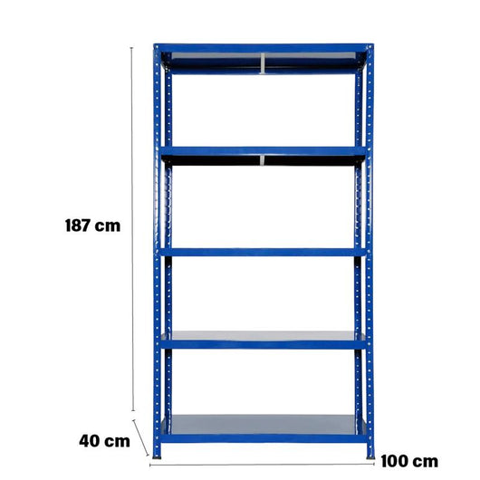 SCAFFALE IN METALLO BLU ETTORE KIT BULLONI 100 X 40 X H 187 CM 5 RIPIANI