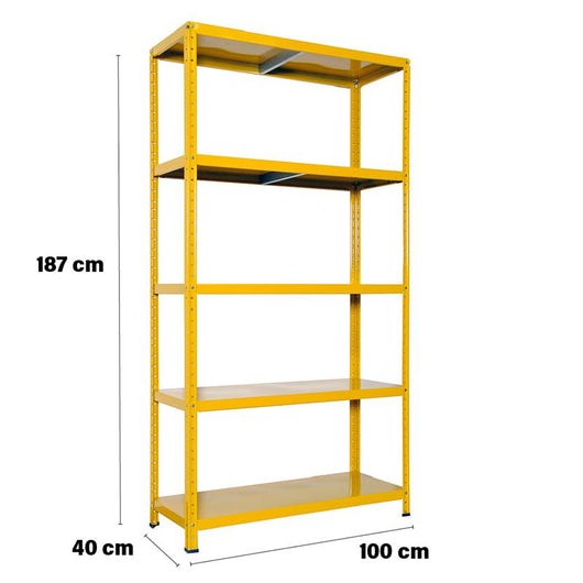 SCAFFALE IN METALLO GIALLO ETTORE KIT BULLONI 100 X 40 X H 187 CM 5 RIPIANI