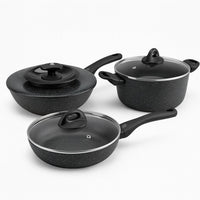 Set Pentole 6pz Pietra con Coperchio Magico Antiodore Padelle 24 28 Casseruola 24 Induzione