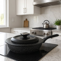 Set Pentole 6pz Pietra con Coperchio Magico Antiodore Padelle 24 28 Casseruola 24 Induzione