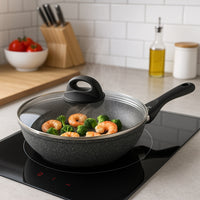 Set Pentole 6pz Pietra con Coperchio Magico Antiodore Padelle 24 28 Casseruola 24 Induzione