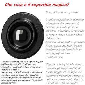 Set Padelle 6pz Pietra con Coperchio Magico Antiodore Padelle 24 28 32 cm Induzione