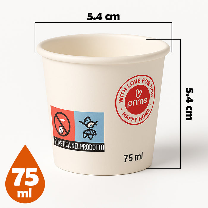 2000 Bicchierini da Caffè Monouso Capacità 75ml Tazzina in Carta Usa e Getta