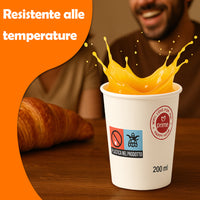 1000 Bicchieri Acqua o Bibita Monouso Capacità 200ml Tazzina in Carta Usa e Getta