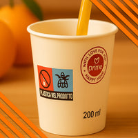 1000 Bicchieri Acqua o Bibita Monouso Capacità 200ml Tazzina in Carta Usa e Getta