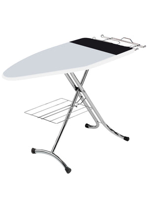 Asse da Stiro Luxor Profi 123x48 cm Area Ignifuga Salvaspazio Altezza Regolabile Ripiano Sottostante