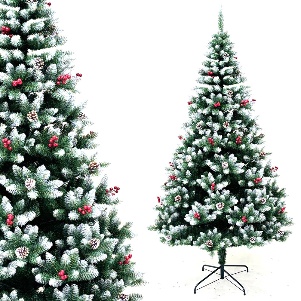 Albero di Natale Mingerl 240cm con Punte Innevate 1624 e Bacche Super Folto