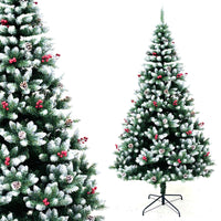 Albero di Natale Mingerl 240cm con Punte Innevate 1624 e Bacche Super Folto