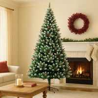 Albero di Natale Mingerl  210cm con Punte Innevate 1288 e Bacche Super Folto