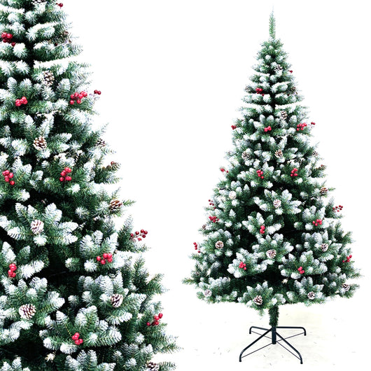 Albero di Natale Mingerl  210cm con Punte Innevate 1288 e Bacche Super Folto