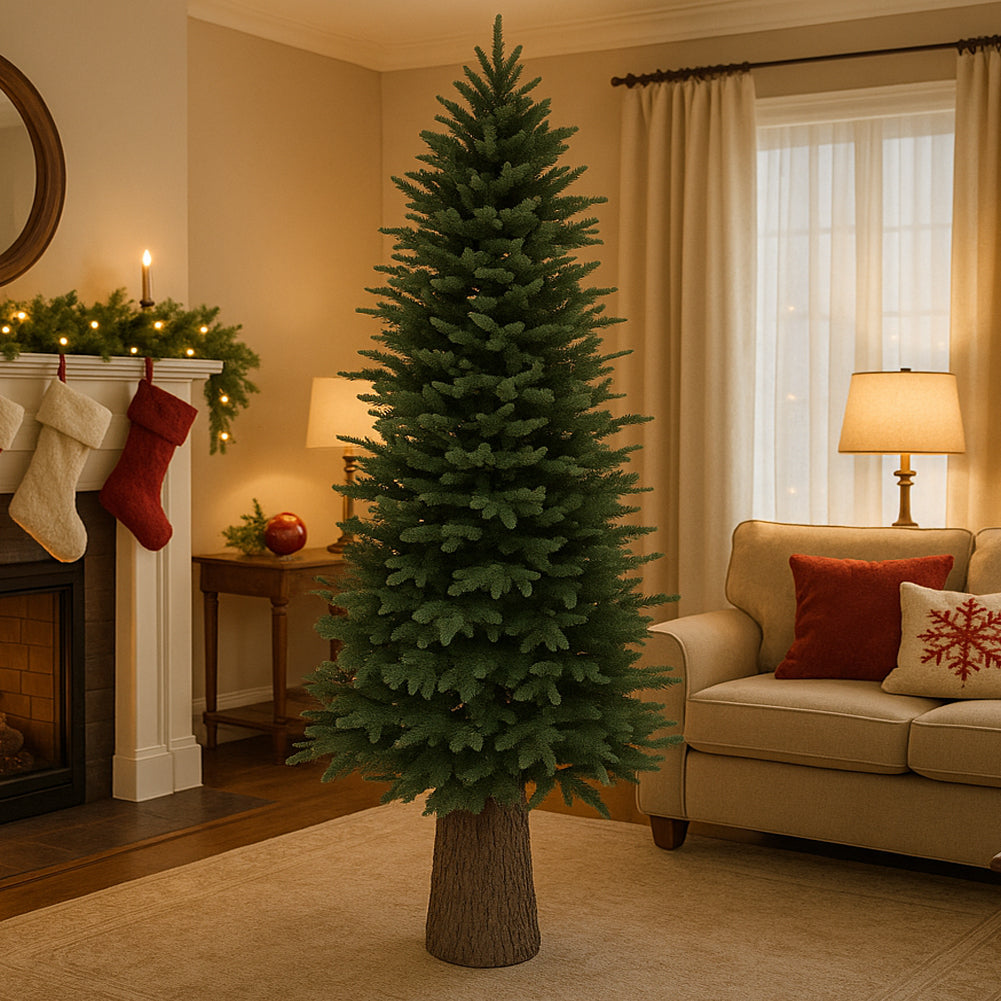 Albero di Natale Royal 210 cm Slim Base Troco Realistica 1861 Punte Foltissimo