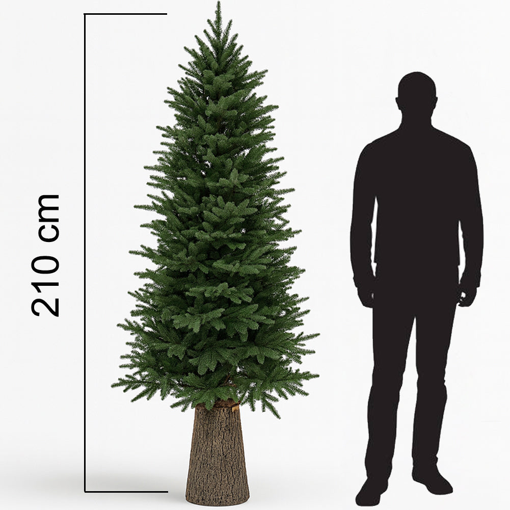 Albero di Natale Royal 210 cm Slim Base Troco Realistica 1861 Punte Foltissimo