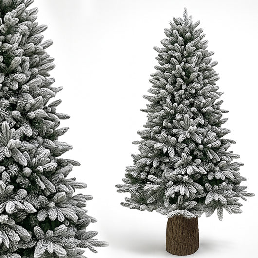 Albero di Natale Royal 180cm Innevato Base Troco Realistica 948 Punte Foltissimo