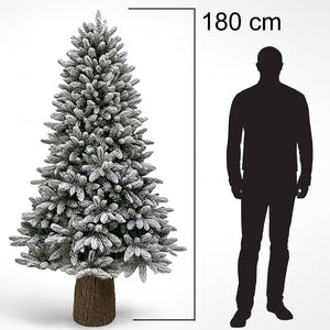 Albero di Natale Royal 180cm Innevato Base Troco Realistica 948 Punte Foltissimo