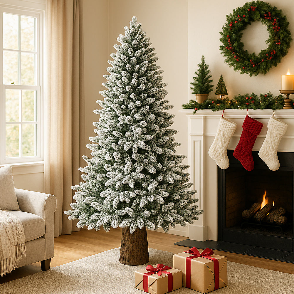Albero di Natale Royal 180cm Innevato Base Troco Realistica 948 Punte Foltissimo