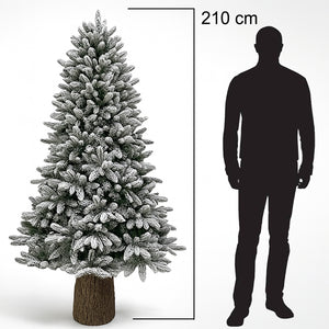 Albero di Natale Royal 210cm Innevato Base Troco Realistica 1324 Punte Foltissimo