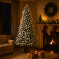 Albero di Natale Royal 210cm Innevato Base Troco Realistica 1324 Punte Foltissimo