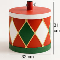 Base Albero di Natale Tamburo 32x31cm Decoro Attacco Universale Rosso e Verde