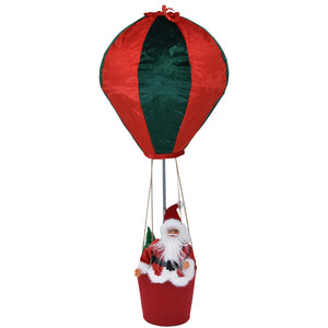 Mongolfiera di Babbo Natale Verde e Rosso Decorazione Statuina Natalizia 40x92cm