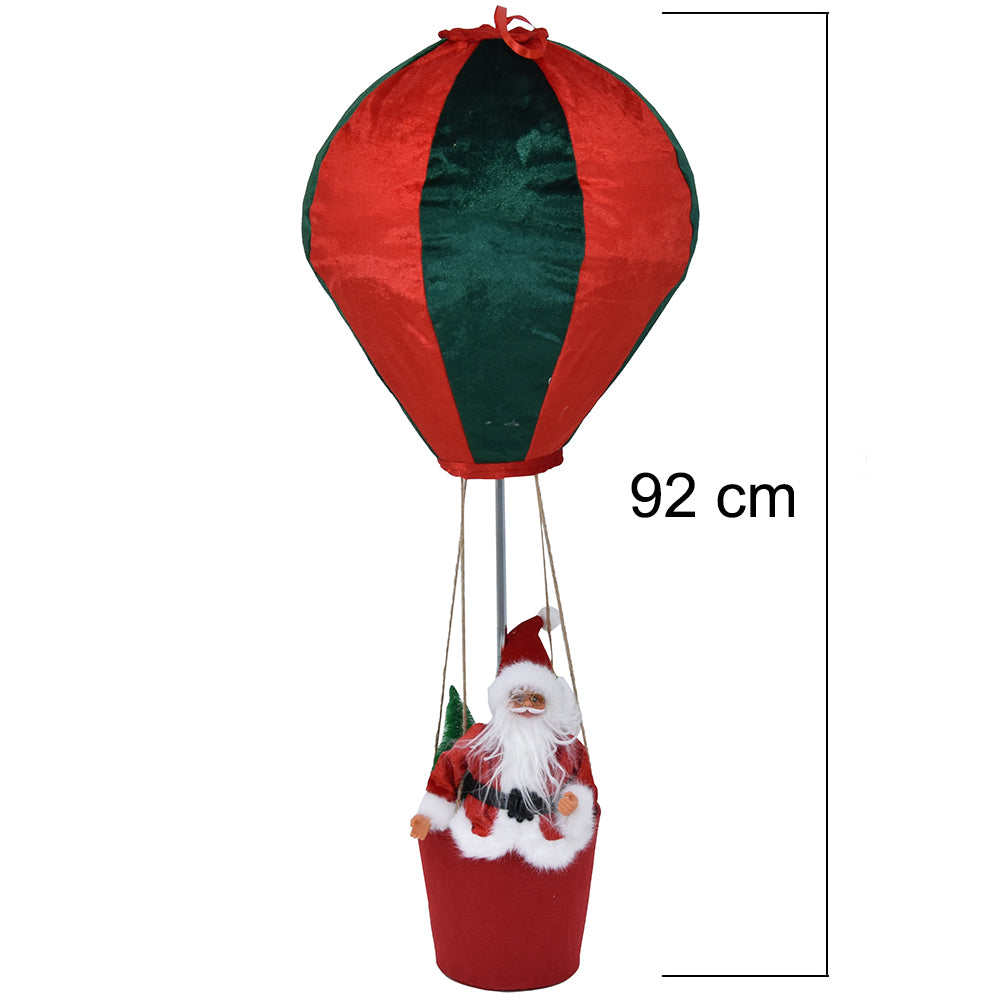 Mongolfiera di Babbo Natale Verde e Rosso Decorazione Statuina Natalizia 40x92cm