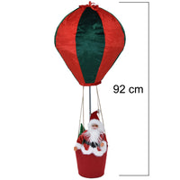 Mongolfiera di Babbo Natale Verde e Rosso Decorazione Statuina Natalizia 40x92cm