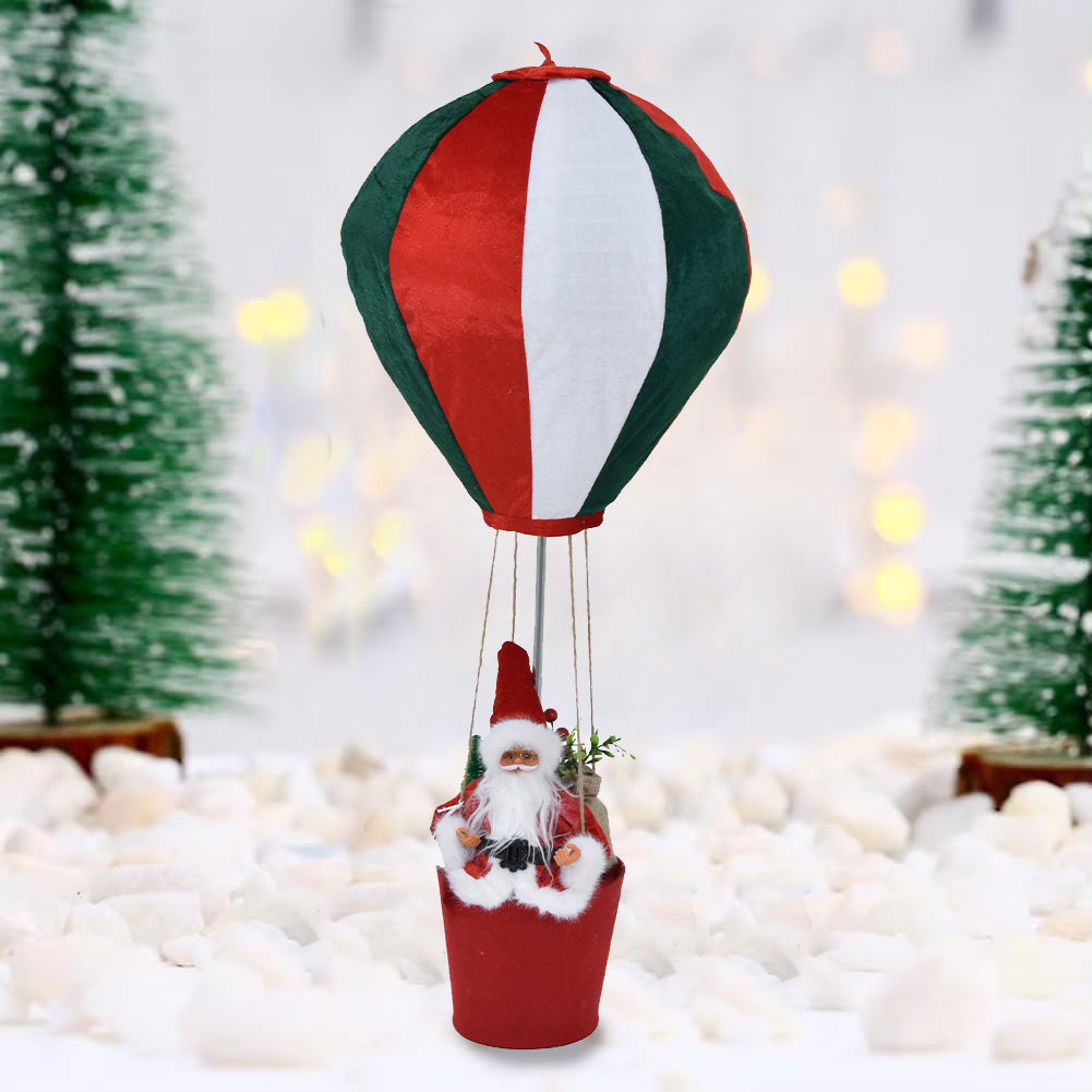 Mongolfiera di Babbo Natale Bianco Verde e Rosso Decorazione Natalizia 40x92cm