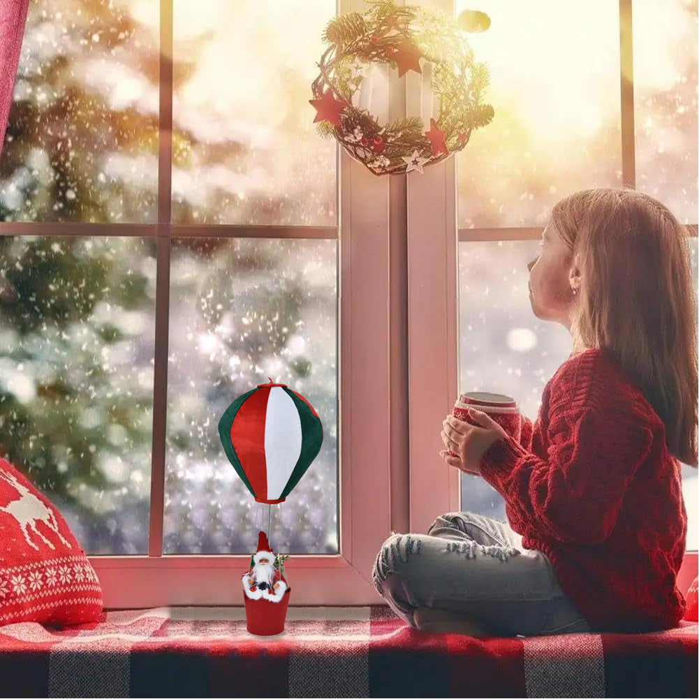 Mongolfiera di Babbo Natale Bianco Verde e Rosso Decorazione Natalizia 40x92cm