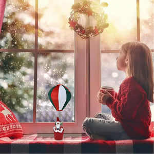 Mongolfiera di Babbo Natale Bianco Verde e Rosso Decorazione Natalizia 40x92cm